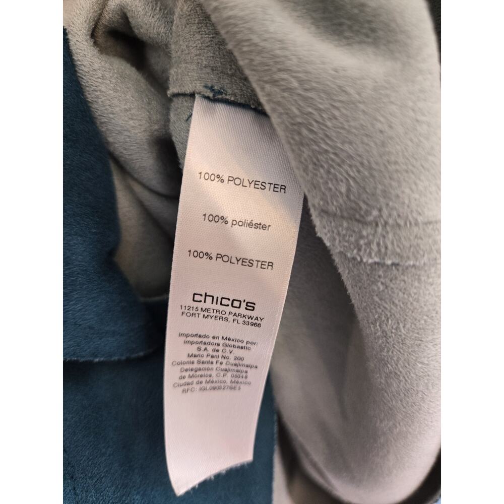CHICO'S Double Face Sueded Jacket Size Medium Dark Teal Colorful Layers Spring - Picture 11 of 16